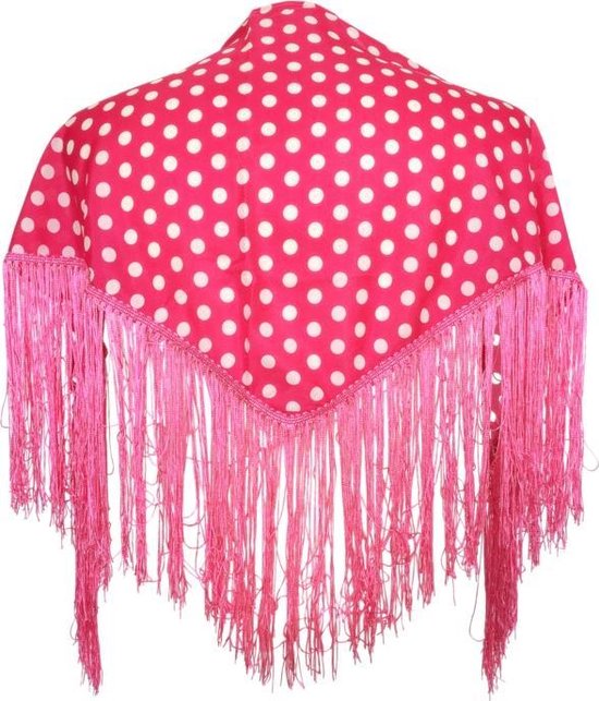 Manton espagnol châle pour enfants rose à pois blancs avec