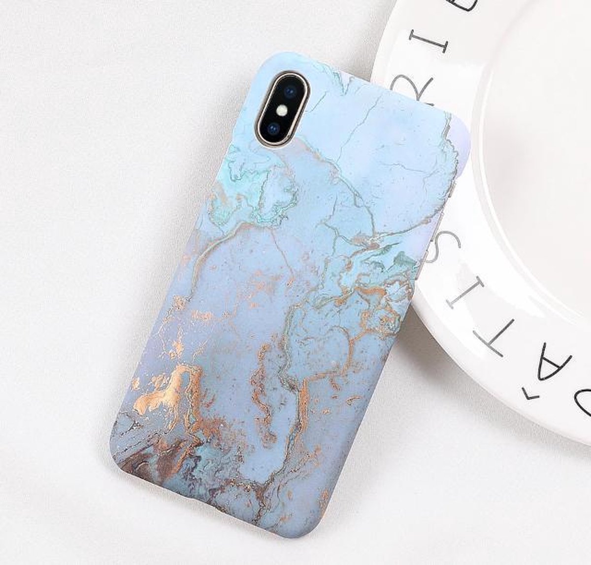Designer turquoise marmer iPhone XR kunststof achterkant hoesje | bol.com