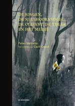 Boekomslag van 'De jongen, de neushoornvogel, de olifant, de tijger en het meisje'