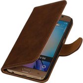 Samsung Galaxy S6 Hout Bruin - Book Case Wallet Cover Cover