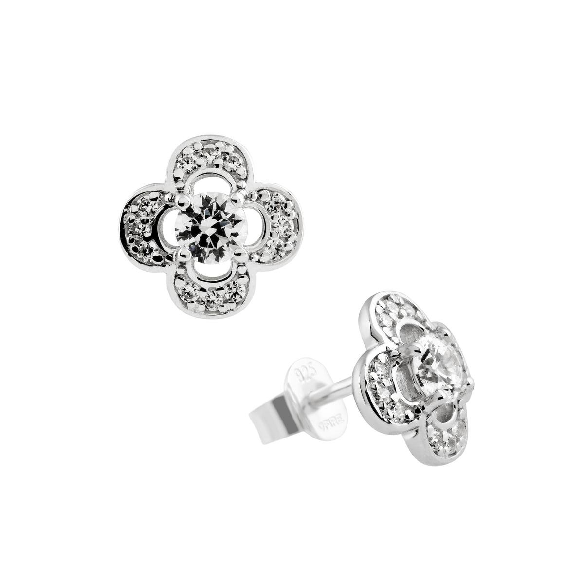 Diamonfire - Zilveren oorknoppen Signatures - Zirkonia - Bloem