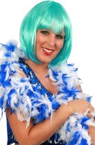 10x Boa brandveilig dik wit/blauw 180cm/75gr Veren boa carnaval festival gala feest blauw en wit Oktoberfest Apres ski