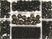 Opbergdoos zwarte glaskralen 115 gram - kralen