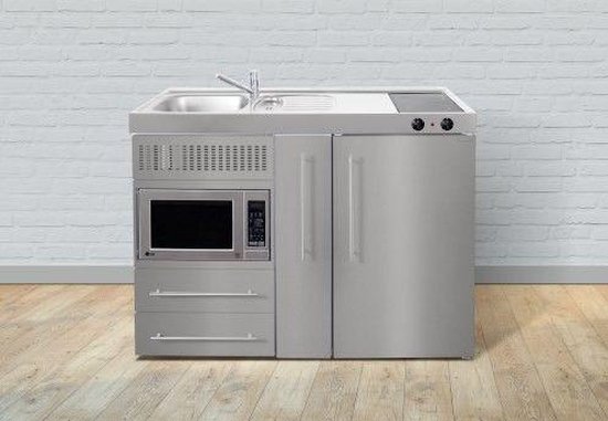 Stengel keukenblok met MPM120A RVS met koelkast, magnetron en  apothekerskast | bol.com
