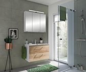 Badmeubel Pelipal Fokus 3065 minerale wastafel - 77cm - Incl. Spiegelkast & ledlamp - riviera eiken
