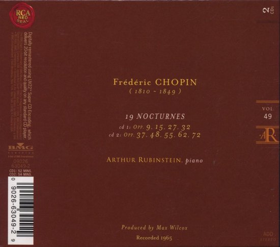 Chopin 19 Nocturnes The Rubinstein Collection vol.49 