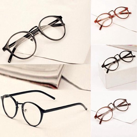 Stijvolle Nerdbril Zonder Sterkte -  Retro Nerd Bril Stijl - Met Brillenkoker - Zwart - AA Commerce