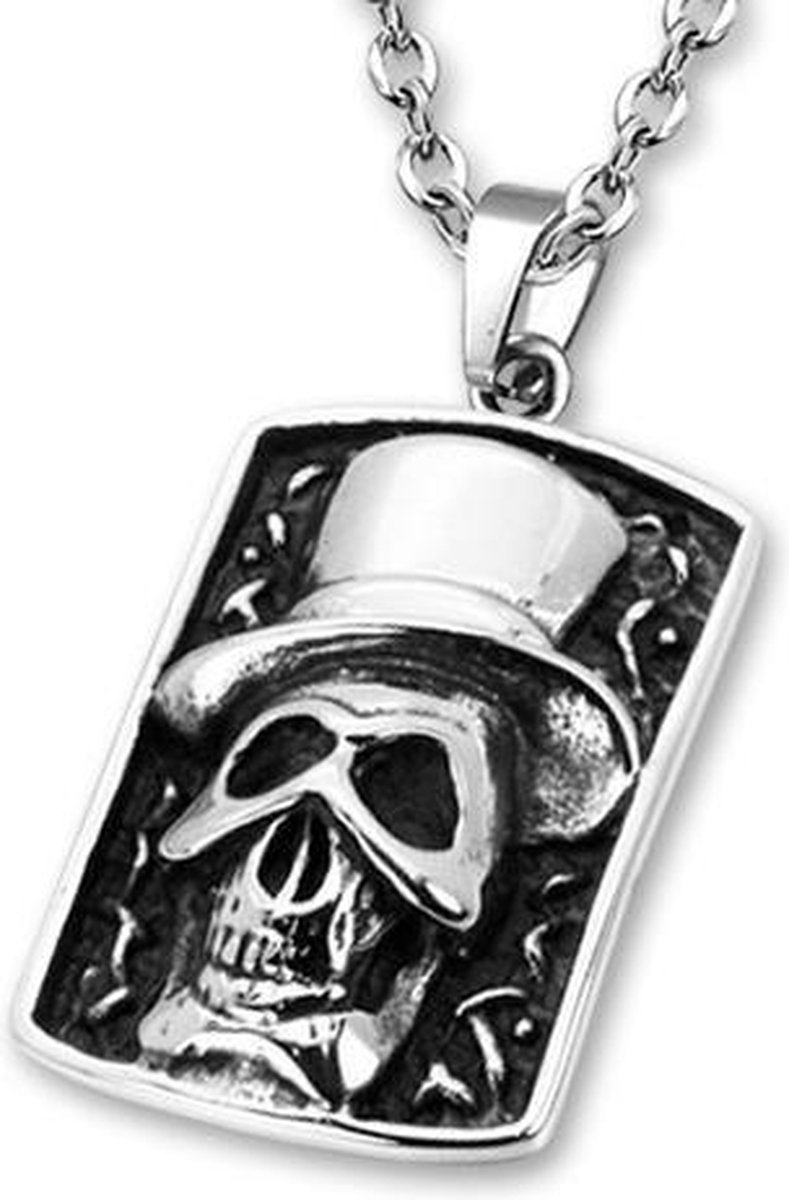 Amanto Ketting Alber - 316L Staal - Doodshoofd - 30x46mm - 60cm