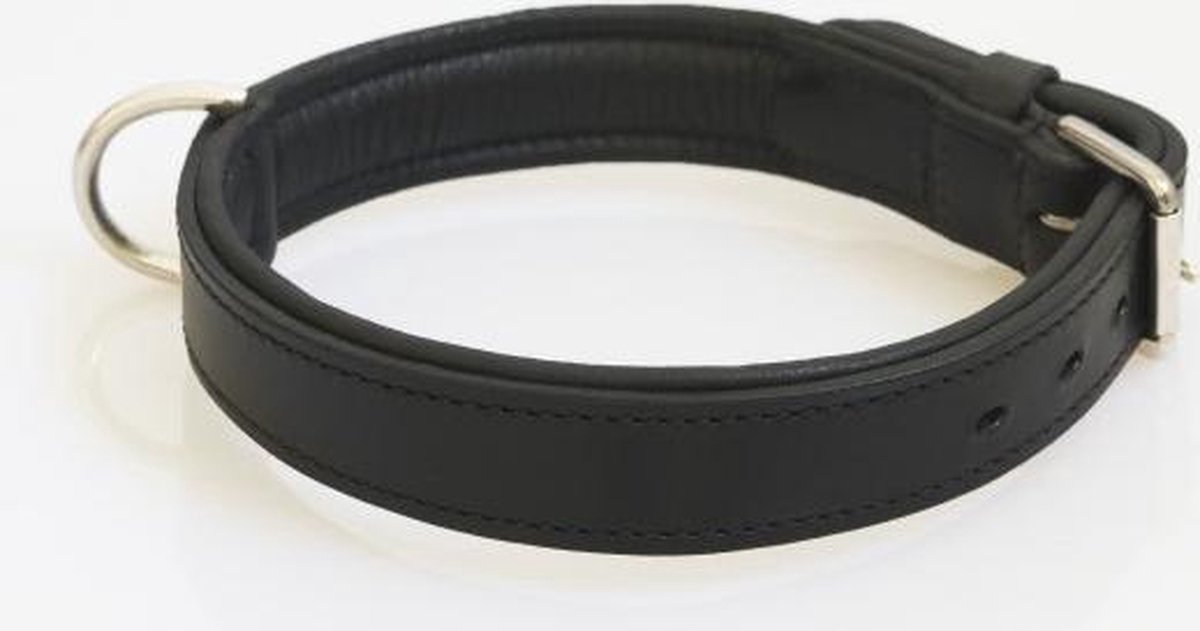 Hondenhalsband nikkelen fournituren extra breed zwart 45 cm