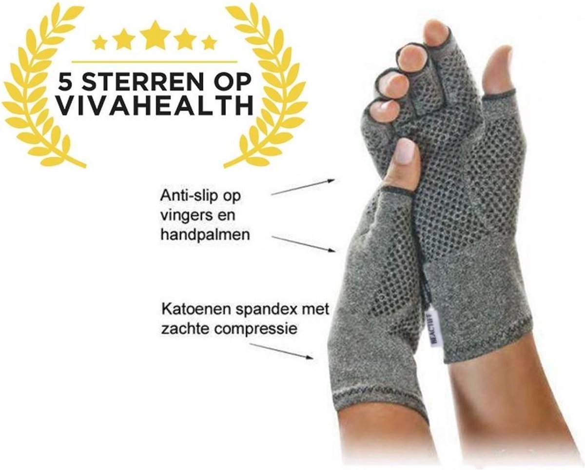 Artritis handschoenen Anti-Slip (S), artrose reuma compressie handschoen zonder toppen, ook voor tendinitis en carpaal tunnel syndroom, maat S (ook te verkrijgen in M/L/XL)
