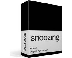 Snoozing - Katoen - Topper - Hoeslaken - Tweepersoons - 140x220 cm - Zwart