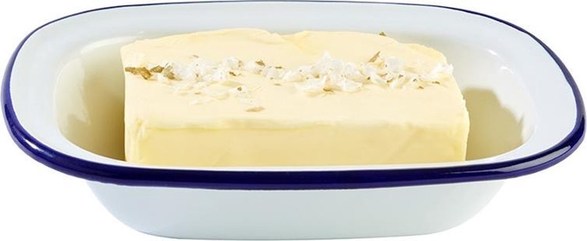 APS Emaille kom, wit/blauw, inhoud 0.35 liter, hoogte 40 mm