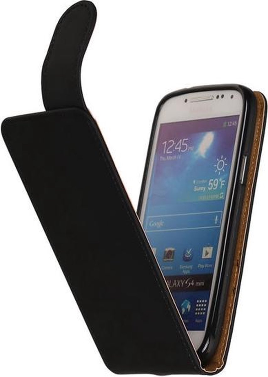 Zwart Effen Classic TPU flip case hoesje voor Samsung Galaxy S4 mini i9190