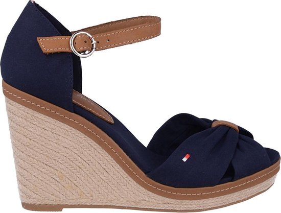 bol.com | Tommy Hilfiger - Iconic Elena sandalen met sleehak - donkerblauw  - FW0FW00905 - maat 36