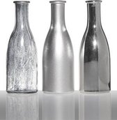 Decoratieflessen zilver set van 3