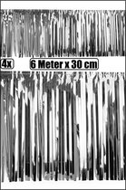 4x PVC slierten folie guirlande zilver 6 meter x 30 cm