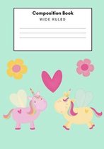 Unicorn Composition Notebook Wide Ruled for School (200 Pages)