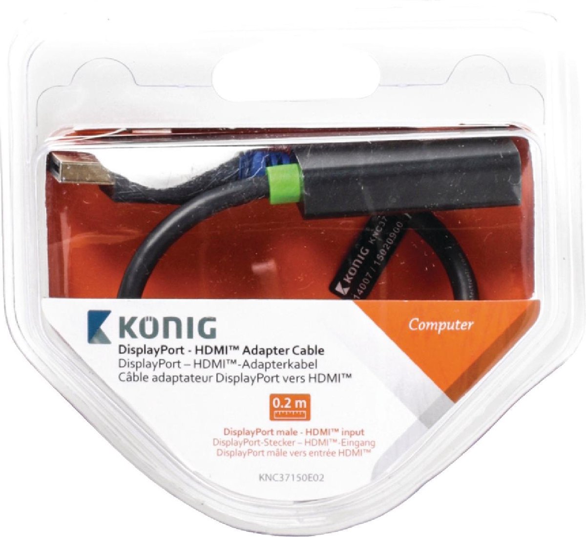König DisplayPort - HDMI Adapter 0.2M - Antraciet