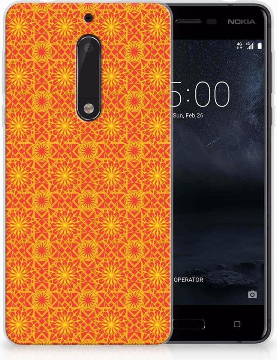 Back Cover voor Nokia 5 TPU bumper Batik Oranje