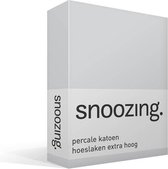 Snoozing - Hoeslaken - Extra hoog - Eenpersoons - 80x220 cm - Percale katoen - Grijs