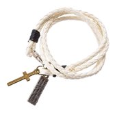 Fako Bijoux® - Wikkelarmband - Koord Kruisje - Wit