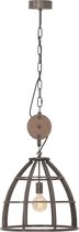 Birdy Hanglamp metaal met hout d: 47cm antiek zwart - Industrieel - Freelight - 2 jaar garantie
