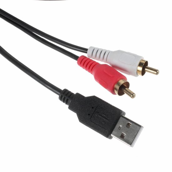 Male USB + 2 RCA to Female USB + 3.5mm Poort Cable | bol.com