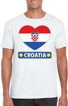 Kroatie hart vlag t-shirt wit heren L