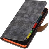 Hagedis Bookstyle Wallet Case Hoesjes Geschikt voor Microsoft Lumia 640 XL Grijs