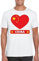 China hart vlag t-shirt wit heren 2XL