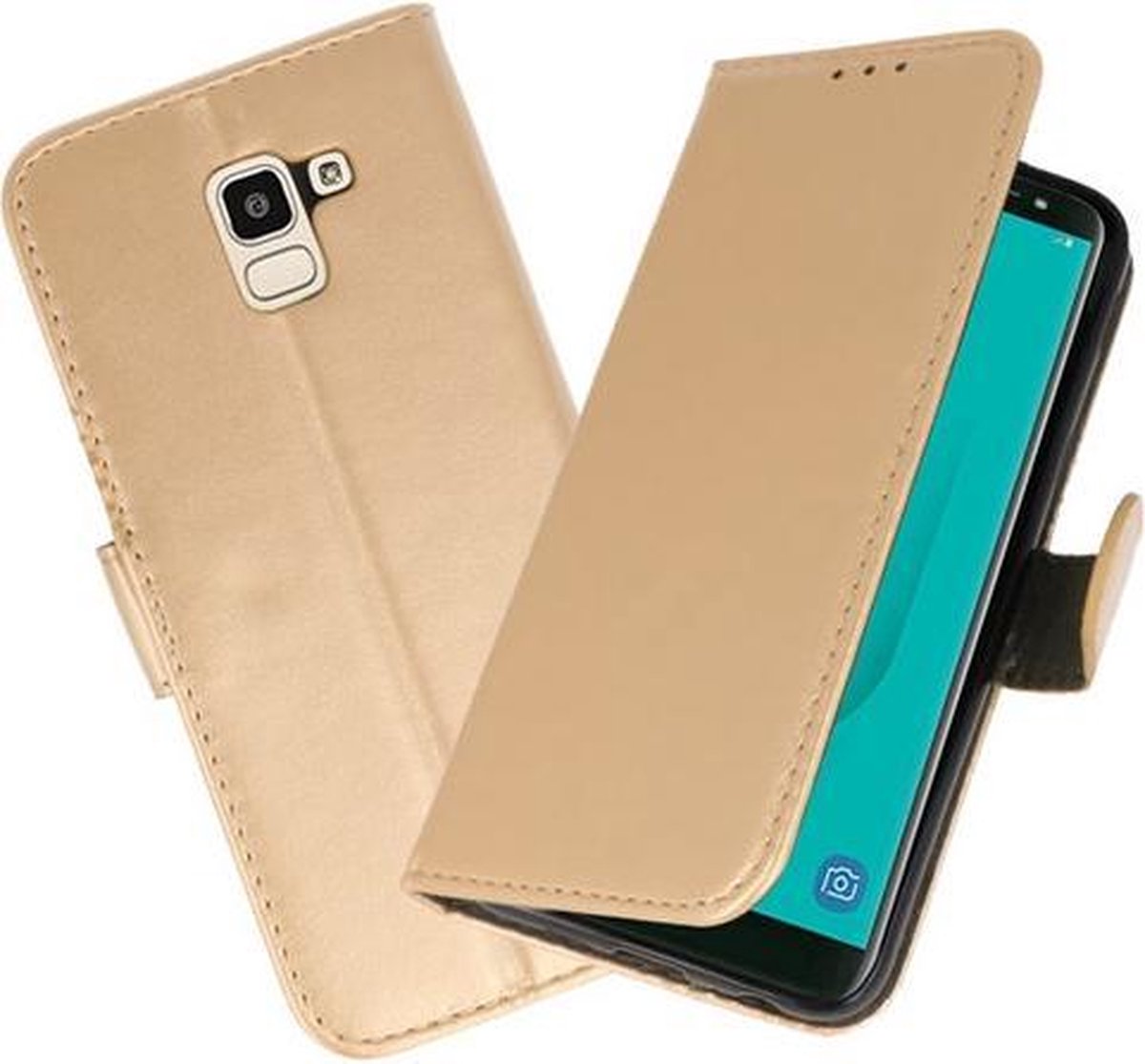 Goud booktype wallet case Hoesje voor Samsung Galaxy J6 2018