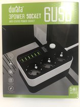Durata 6 port plus 3 stekker contactdoos