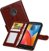 Moto E4 Portemonnee hoesje booktype wallet case Bruin