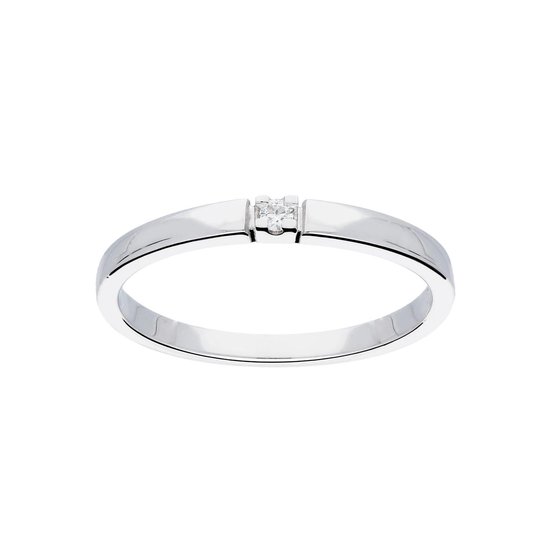 Glow ring met diamant solitaire - 0.02ct - G/SI - witgoud 14kt - mt 56