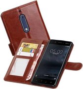 Nokia 5 Portemonnee hoesje booktype wallet case Bruin