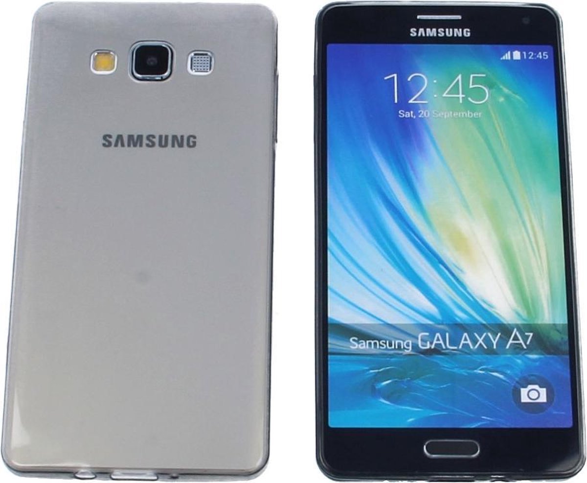 Samsung Galaxy A7, 0.35mm Ultra Thin Matte Soft Back Skin case Transparant Grijs Grey