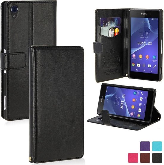 Neem de telefoon op Open attribuut KDS Smooth wallet case hoesje Sony Xperia Z3 Compact zwart | bol.com