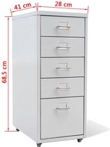 Archiefkast grijs met 5 lades 28 x 41 x 68.5 cm / archief kast met lades