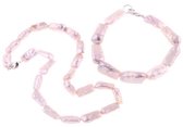Zoetwaterparel set Pearl Rectangle Pink