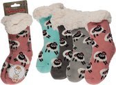 LeuksteWinkeltje gevoerde sokken Schaap Grijs - huissokken met antislip mt 27-31