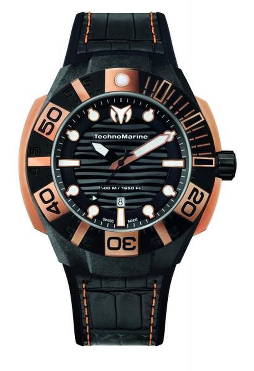 TechnoMarine Men's Black Reef siliconen en leer 514002