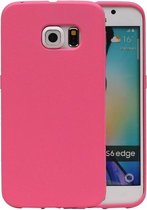 Roze Zand TPU back case cover hoesje voor Samsung Galaxy S6 Edge