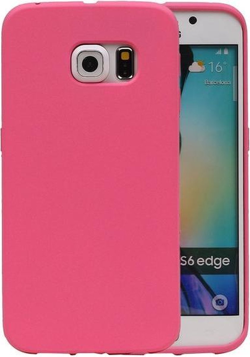 Roze Zand TPU back case cover hoesje voor Samsung Galaxy S6 Edge