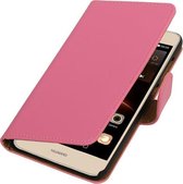 Roze Effen booktype wallet cover hoesje voor Huawei Y6 II Compact