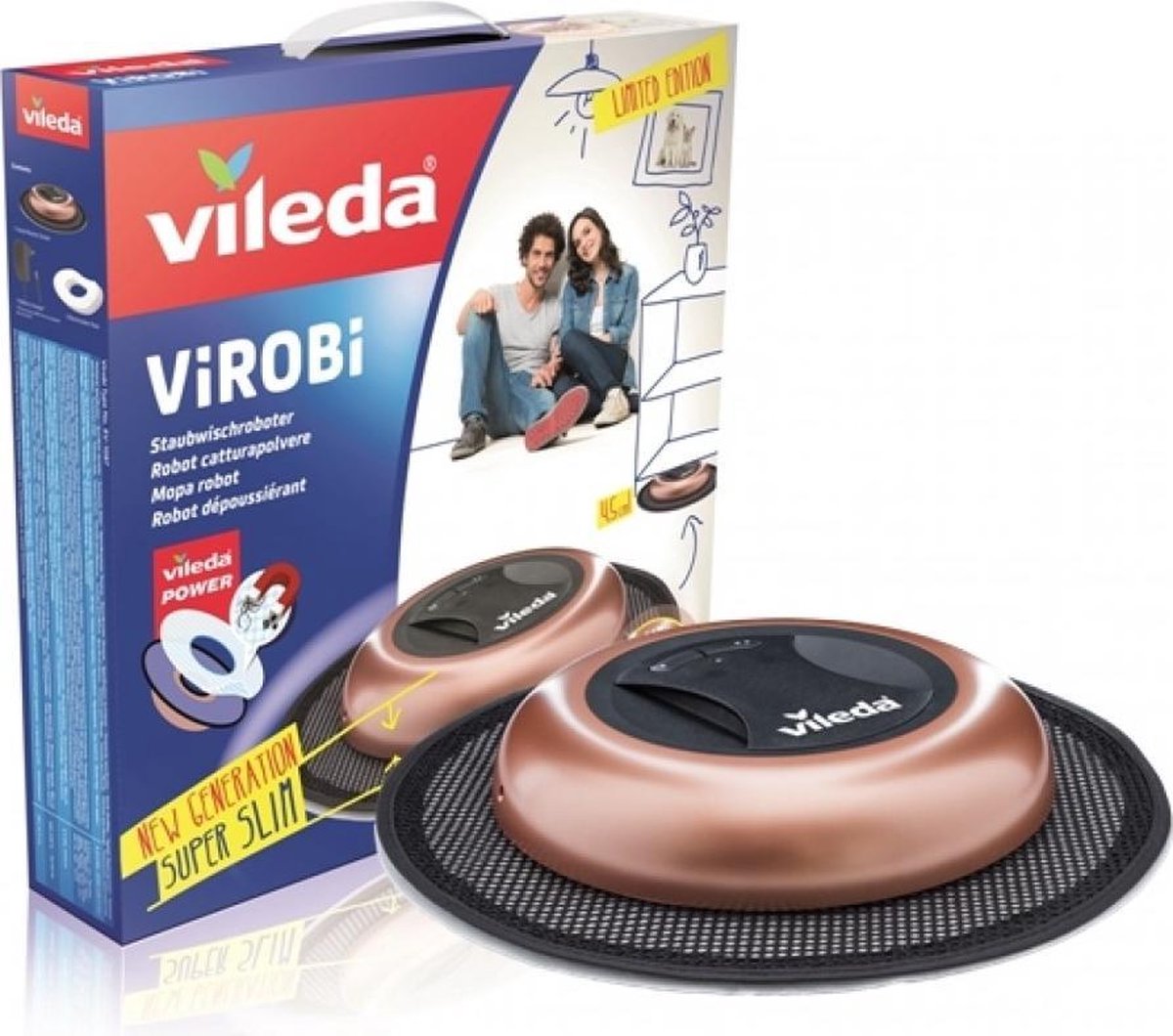Vileda ViROBi Slim Limited Edition Robotstofzuiger Zakloos Zwart Vileda ViROBi Slim Limited Edition Robotstofzuiger Zakloos Zwart