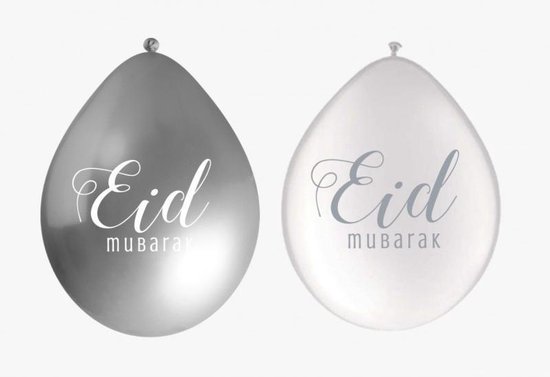 Eid Mubarak Ballon zilver wit