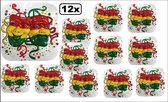 12x Wanddeco masker lach en traan 18x18 cm - Carnaval lach en traan feest decoratie thema