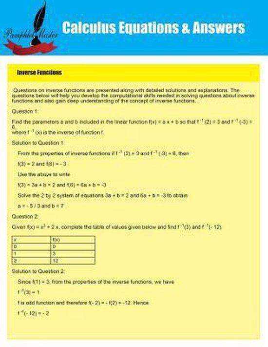 Calculus Equations & Answers | 9781634281867 | Pamphlet Master | Boeken ...