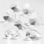 Creotime Kristal kralen, afm 14 mm, Transparant glans, hartvormig, 30 stuks