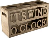 Wine O'Clock cadeau - Stevige Houten geschenkdoos - Voor 3 flessen bordeaux of bourgogne. Mooie houten wijnkist.. Kleur Donkergrijs